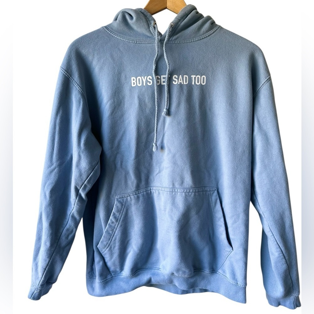 Boys Get Sad Too BLOCK LOGO HOODY DUSTY BLUE - Picture 3 of 7